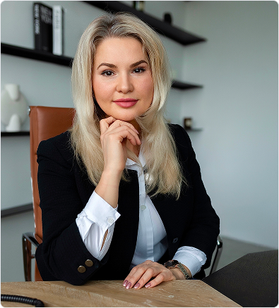 A woman works on documents
